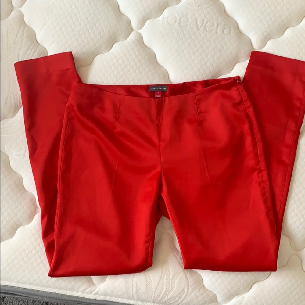 Red satin pants